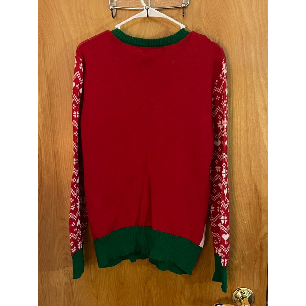 Women's Red & White Santa Ugly Christmas Crew Neck Sweater Size M GUC - Picture 4 of 8